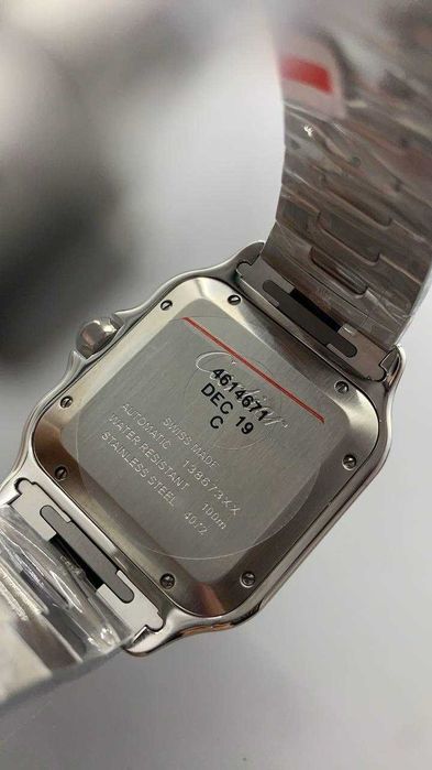 Cartier Santos 100 сребристо/черен базъл