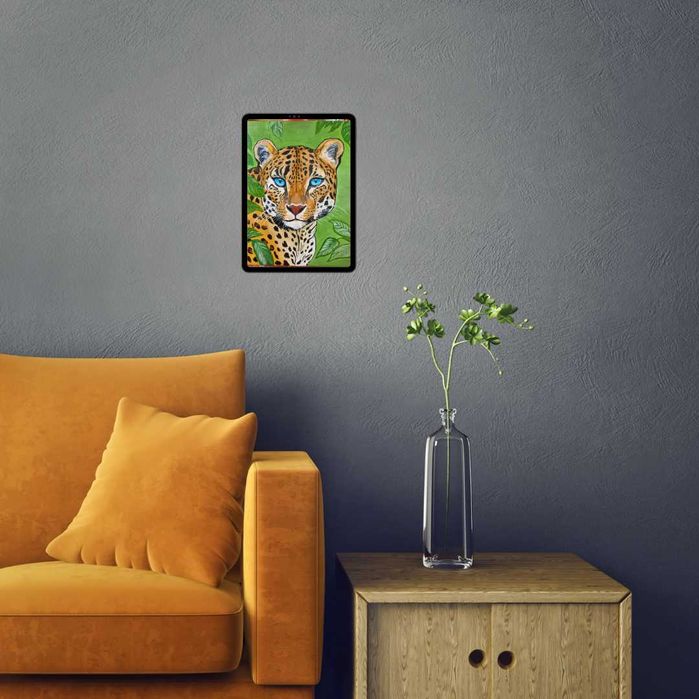 Оригинална маслена картина на платно – портрет на леопард.