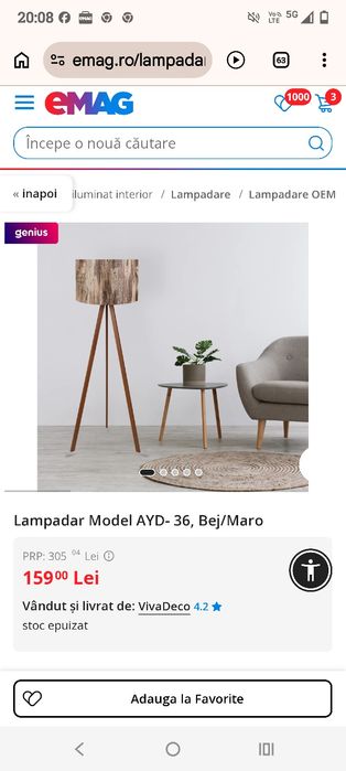 Vând lampadar ,bej/maro,stare ca nou