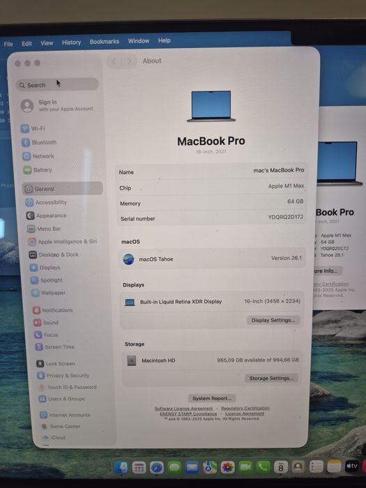 MacBook PRO 2021 16inch RETINA M1 MAX 64GB/1TB SSD/16inch 4K