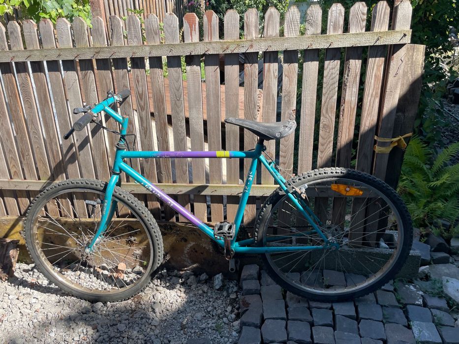 Bicicletă albastra cu mov