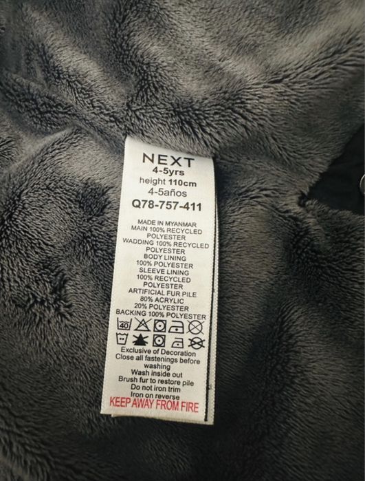 Geacă parka neagră Next Premium Waterproof,marimea 110 cm