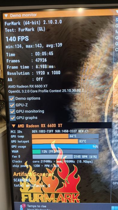 Placa video Gigabyte RX6600 XT Gaming OC 8gb impecabila, 3x vent