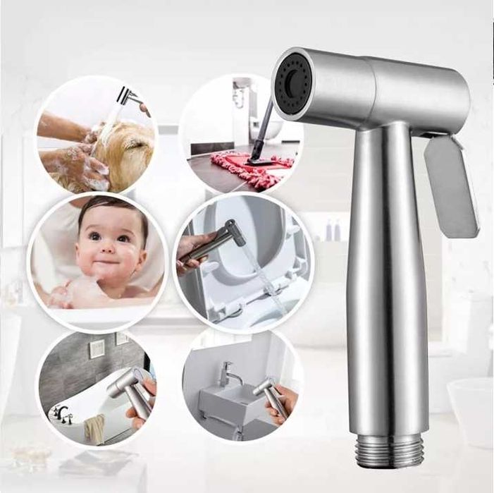 Комплект душ за интимна хигиена със смесител за биде, Сребрист