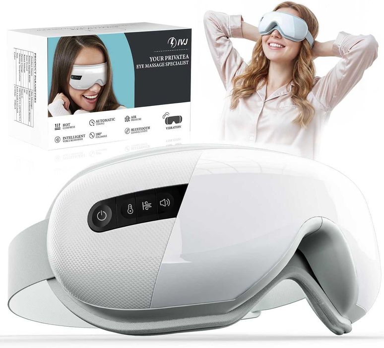 Aparat masaj ochi cu incalzire, Bluetooth si presiune aer, nou