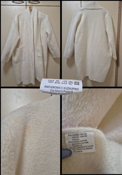 Лилаво палто, бял елек, бяло палто