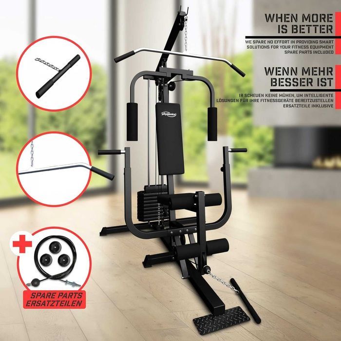 Stație fitness, greutăți de 40 kg, reglabil, scripete