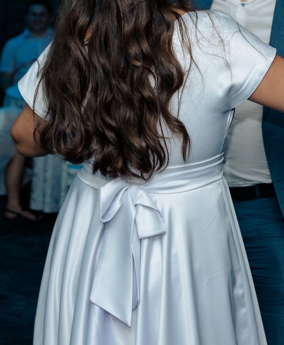 Rochie albă cununie din tafta elastica