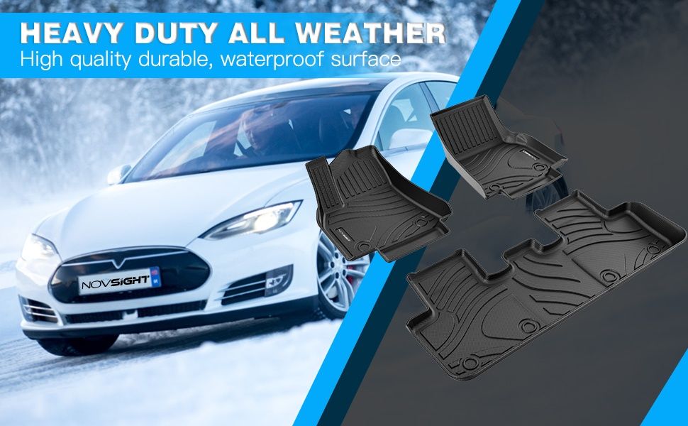 К-кт 3 части 3D трислойни TPE стелки за Tesla Model Y (2019-2023), NOVSIGHT, черни