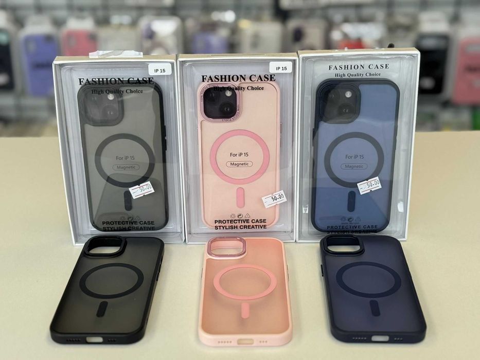 Husă cu MagSafe Fumurie , folie, cablu, încărcător iPhone 15