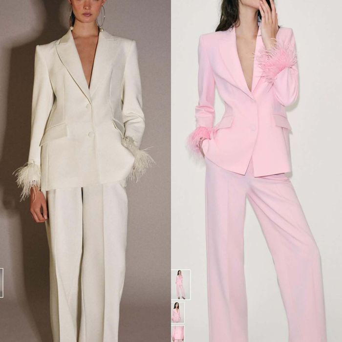 Костюм с пера ZARA в розово червено и екрю