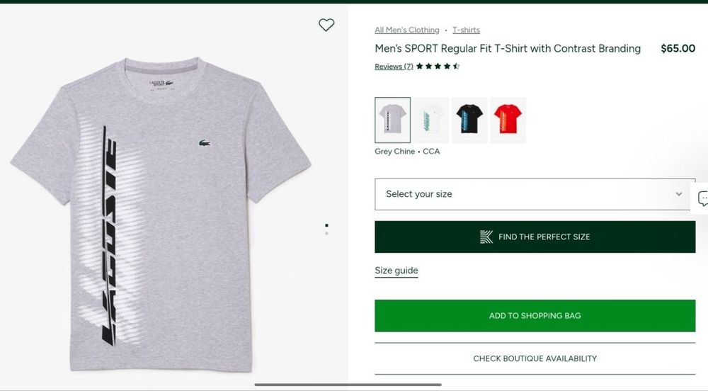 Lacoste футболка, размер Large