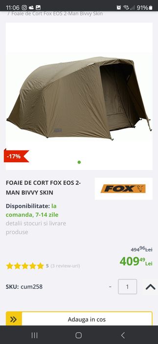 Cort pescuit FOX+WINTER SKIN