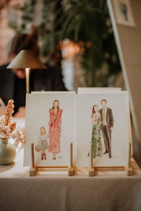 Сватбени рисунки на живо за гости, светбени подаръци за гости