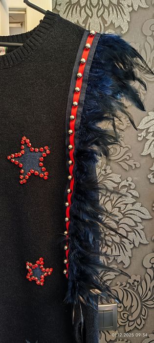 Туника-рокля плетиво с пера и камъни