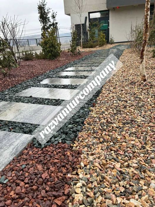 Piatra decorativa pentru gradina – Gri Antracit, Crem, Multicolor, Rosu Caramiziu | Amenajari exterioare