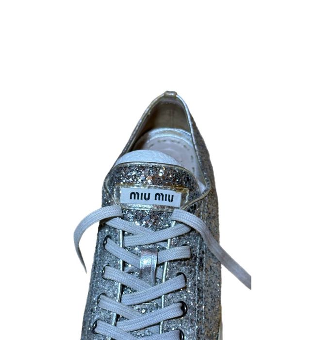 Кожаные кроссовки miu miu