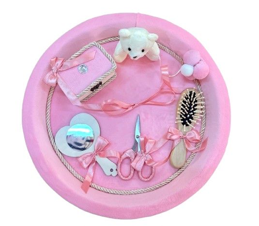 Set tavita mot/turta, 6 piese din catifea