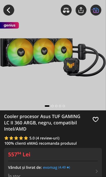 Schimb Cooler aio procesor Asus Tuf LC ll 360 intel amd garantie lian
