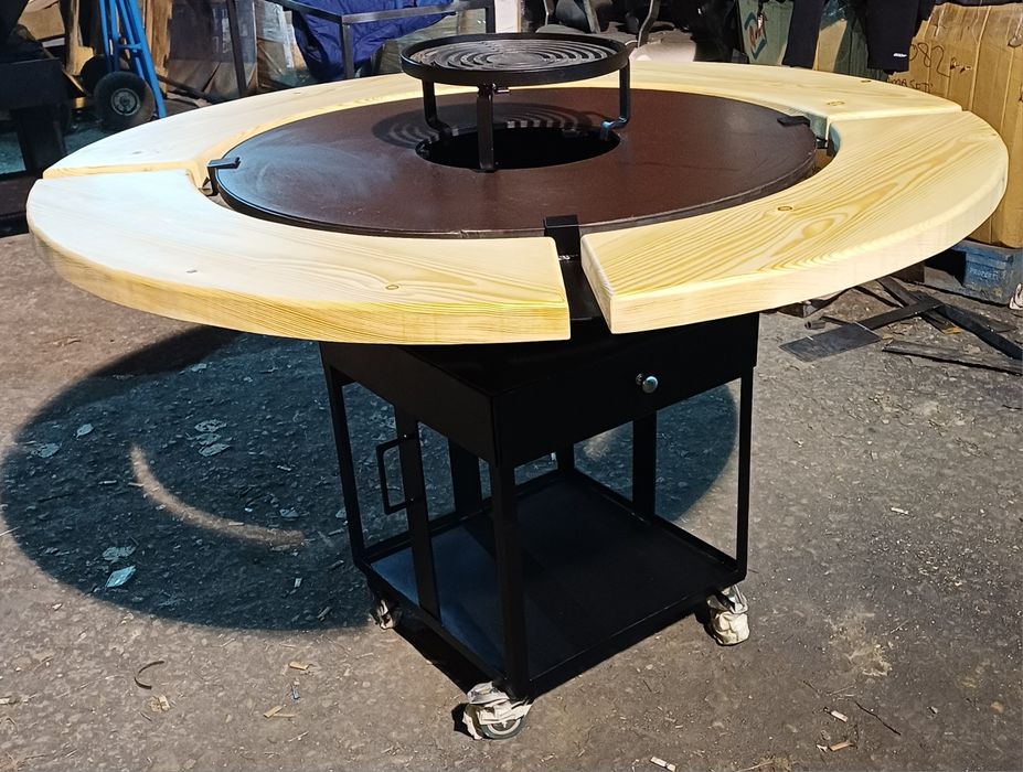 Gratar plită   de  85 cm sau  100 cm, grosime  10 cm cu blat  lemn.