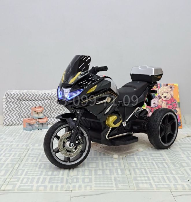 Детский мотоцикл Kawasaki 12V | 3–8 лет, музыка и пульт управления