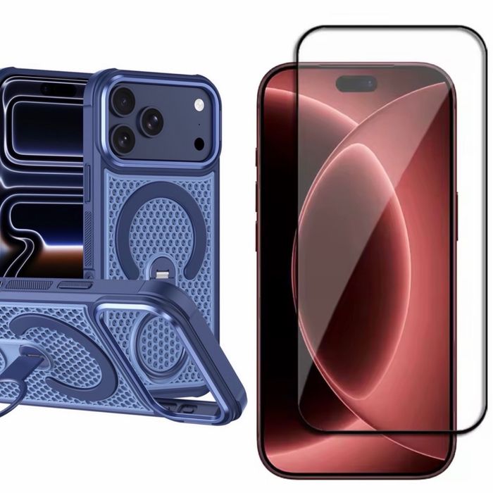 Iphone 17/18 PRO MAX Husa Magsafe Stand + Folie Sticla Full Edge