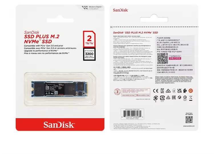 SSD SANDISK Plus 2 TB M.2 NVMe PCIe Nou Sigilat GARANTIE 2029