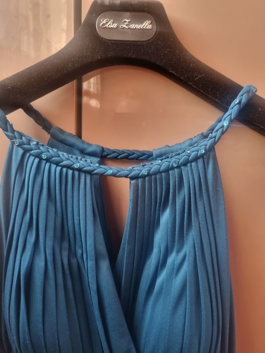 Изящен топ, петролено син цвят