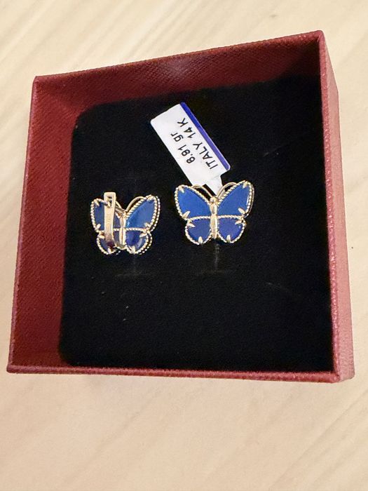 Золотые серьги в стиле Van Cleef Бабочка