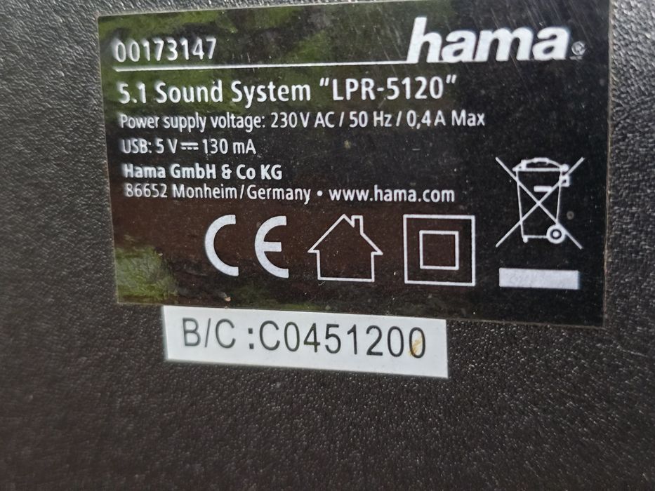 Sistem audio boxe 5.1 Hama LPR-5120 120W