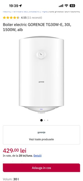Vand Boiler Electric Gorenje 30 L