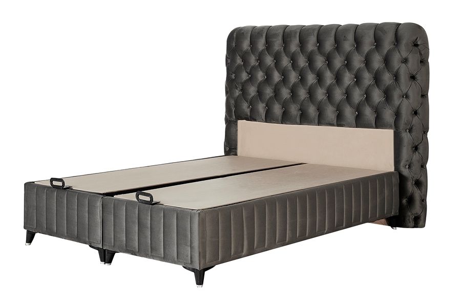 Тапицирано легло Fluffy Перлено Светло Сиво с матрак