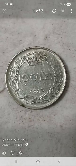 Moneda argint 1943 regele Mihai