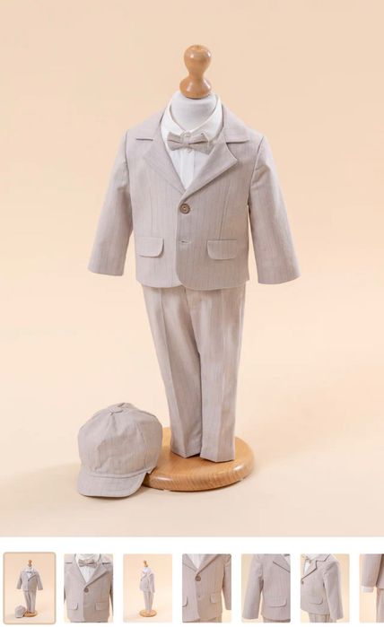 Costum bebe elegant măsura 68 (3-6luni) bej dungi fine