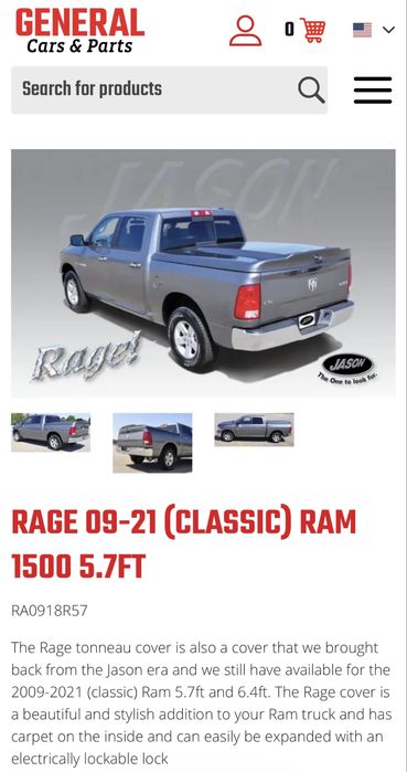 Твърд капак за товарно Jason Rage за Dodge RAM 1500