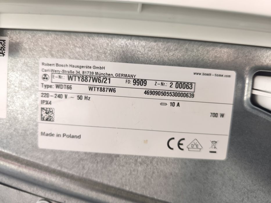 Сушилня Bosch WTY887W6 - 9кг. термопомпа клас А+++