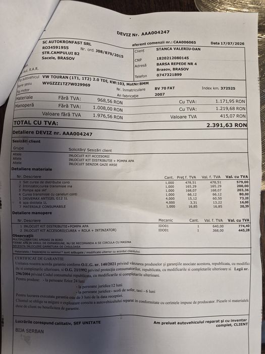 Vw Touran  2l TDI