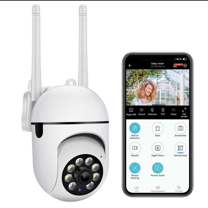 Camera De Supraveghere 2K 2.4G & 5G Video WIFI. Alb. Card 32gb inclus.