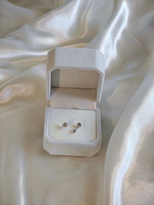 Labret cercei 0.3ct x 2 piatra Moissanite tip diamant Argint 925