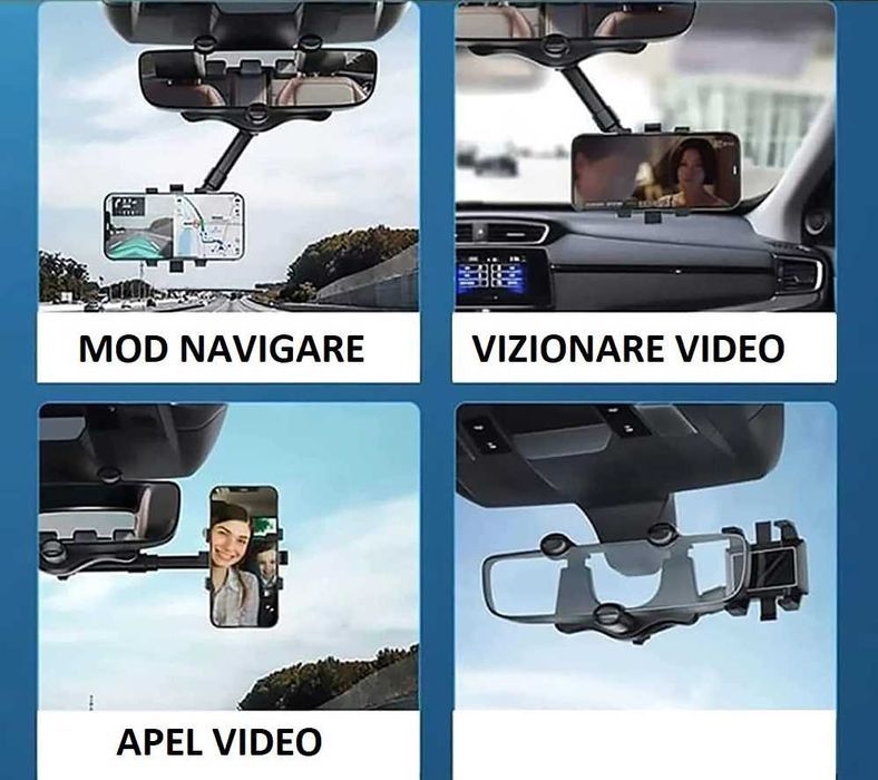 Suport telefon masina universal rotativ oglinda retrovizoare auto