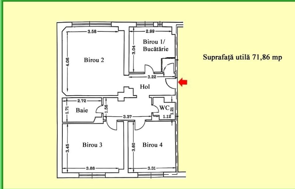 Apartament de închiriat – 3 camere  72 m² | Mihai Bravu – Parter