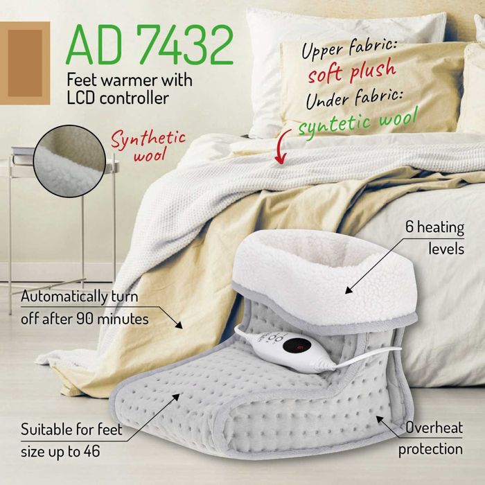 Incalzitor electric pentru picioare, Adler AD7432, gri