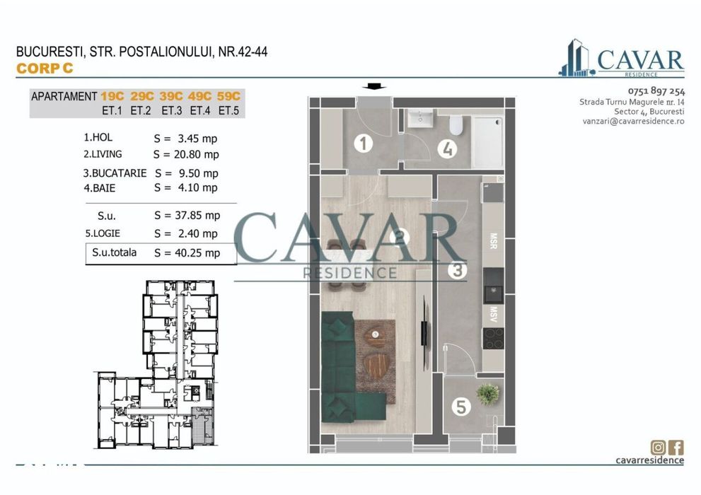 Garsoniera 40 mp Proiect Cavar Residence Finalizat