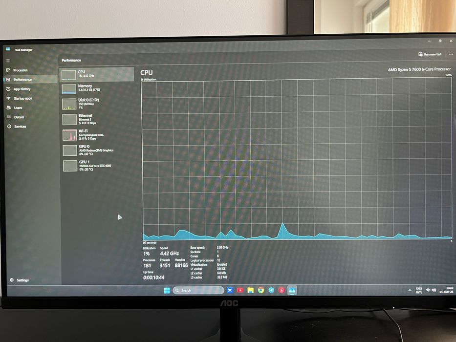Настолен компютър | RYZEN 5 7600 | RTX 4060 | 32 RAM DDR5 | 2TB M2