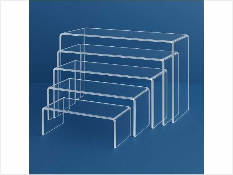 Комплект П-образни подиуми от плексиглас -5 броя, прозрачни за витрини