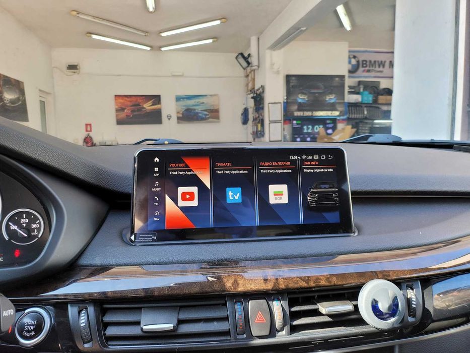 Навигация Android 14 8-ядрен 8GB RAM 128GB HDD BMW X5 X6 F15 F16 NBT 2014-2017 +Apple Carplay