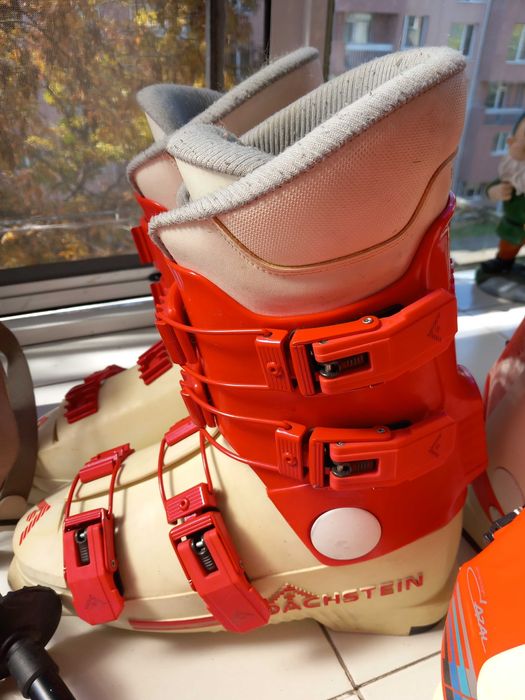 Ски, автомати, ски обувки, щеки и термо ръкавици.