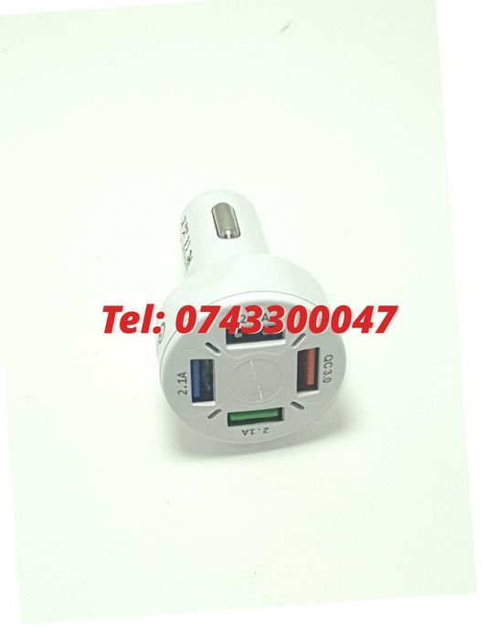 Incarcator Masina Auto 4 Porturi Bricheta Usb Qc Incarcare Rapida