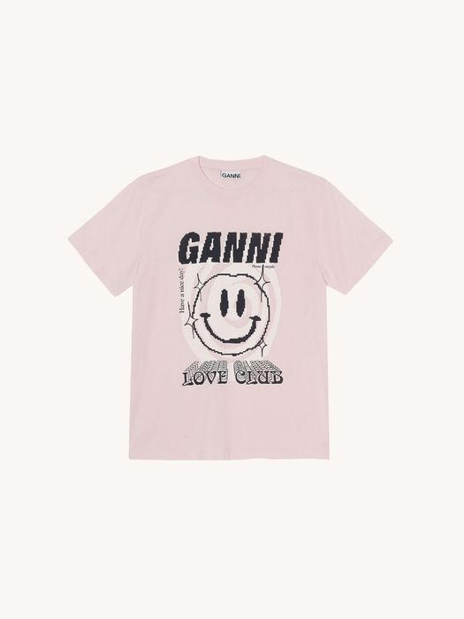 GANNI “Love club” розова тениска