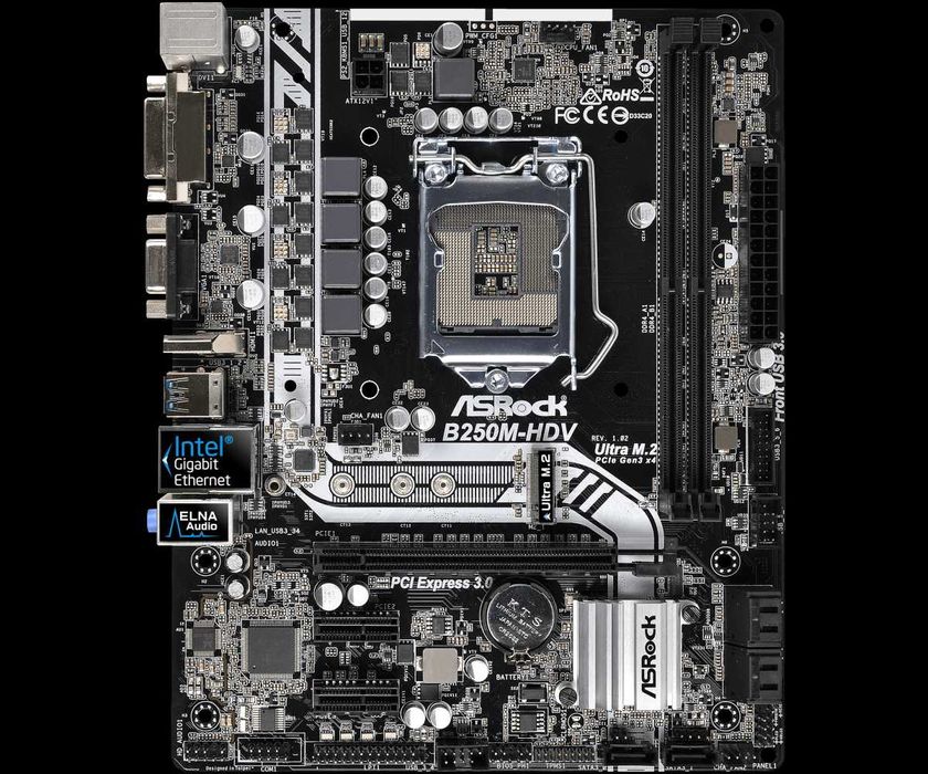 ASRock B250M HDV 1151 soket DDR4 holati ideal + garantiya